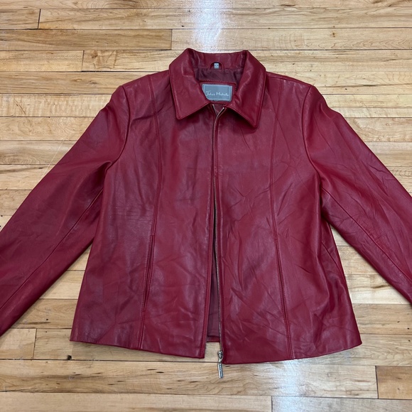 Vintage Juliet Michelle Red Genuine Leather Jacket - Picture 3 of 6